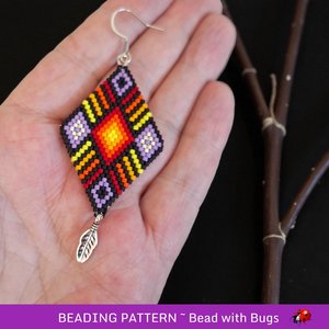 Peyote Stitch, Double Sided Earring Pattern, PDF, North Star