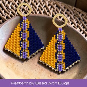 Peyote Stitch, Kite Earring Beading Pattern by Bead with Bugs, HARVEST HEAT