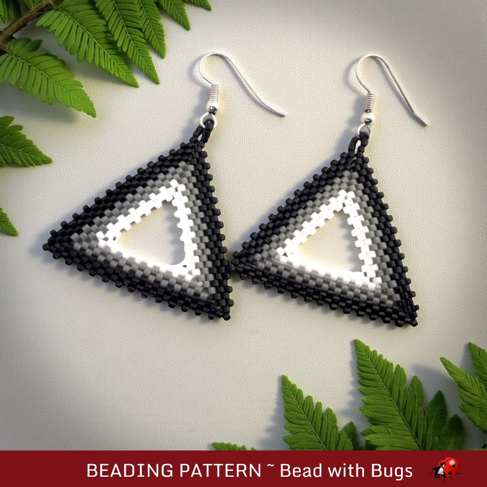 SHADOWS  3D Peyote Stitch Open Triangle Earring Pattern