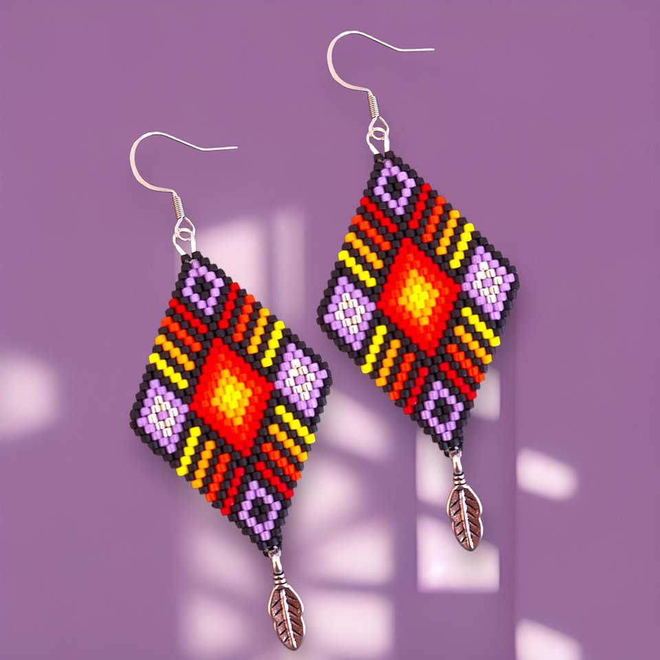 Peyote Stitch, Double Sided Earring Pattern, PDF, North Star