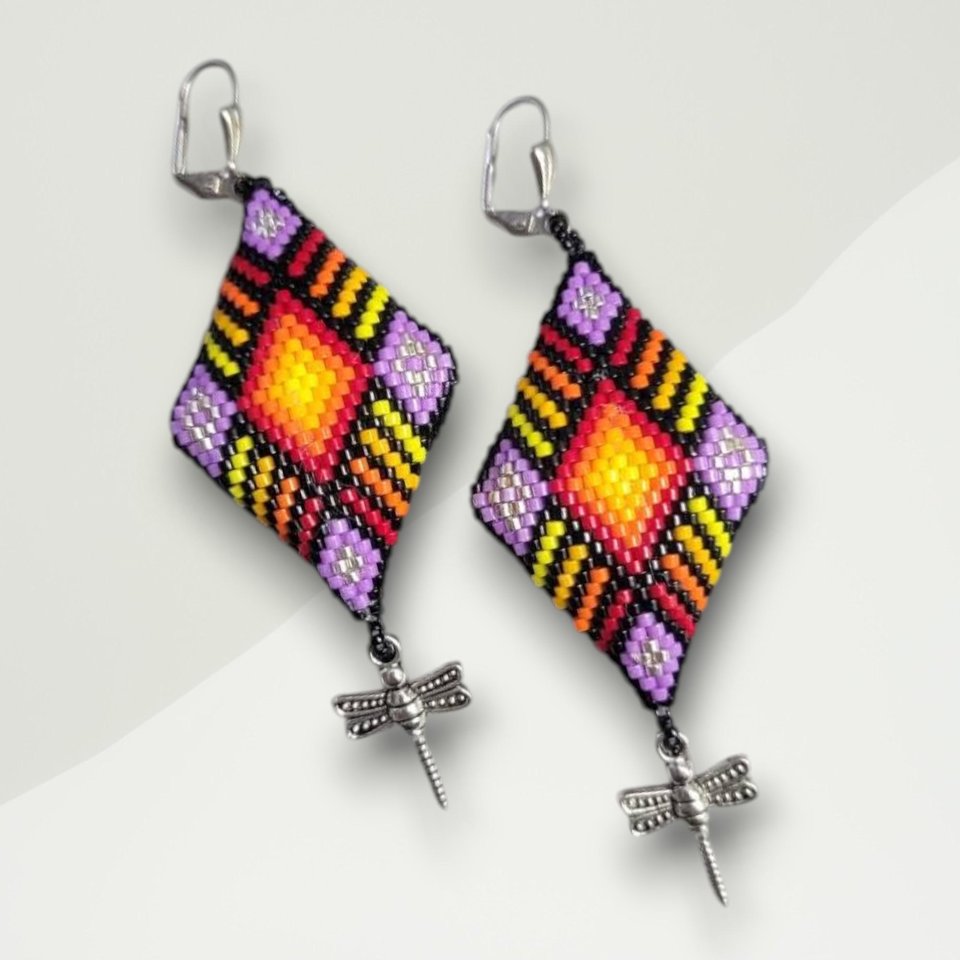 Peyote Stitch, Double Sided Earring Pattern, PDF, North Star
