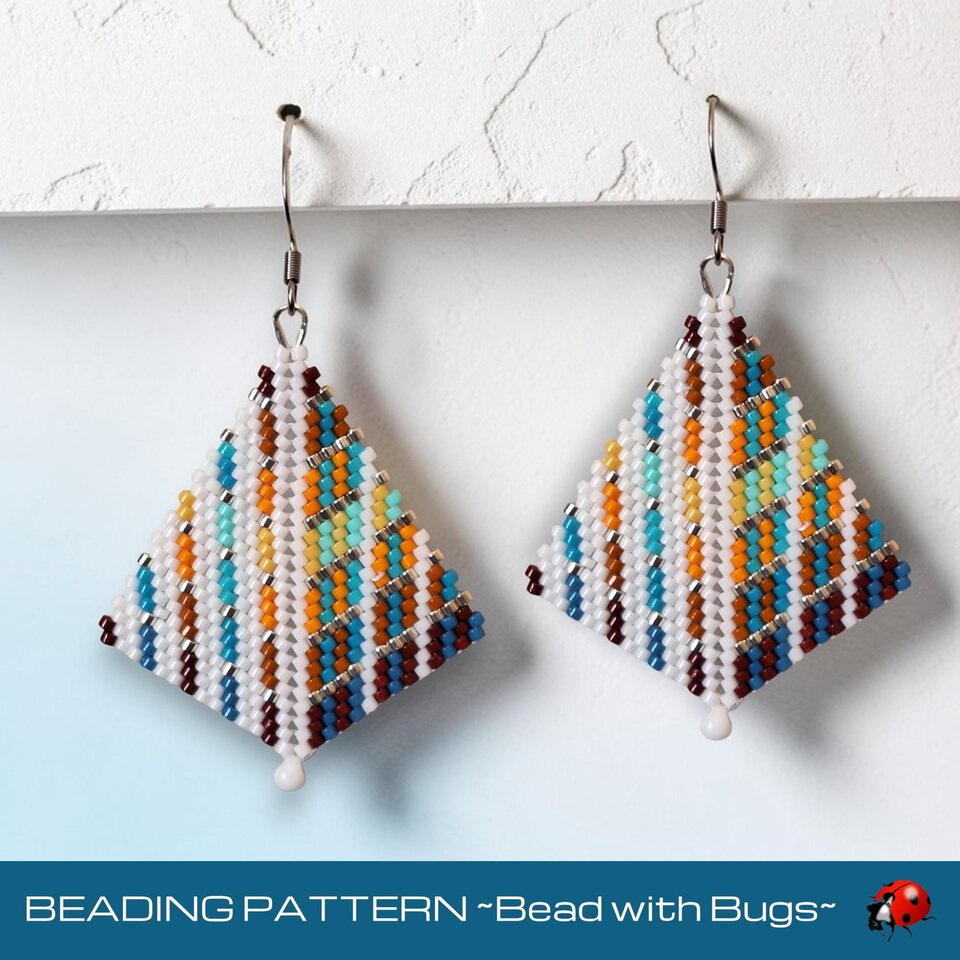 Peyote Stitch, Kite Earring Beading Pattern SUMMER SAVORY