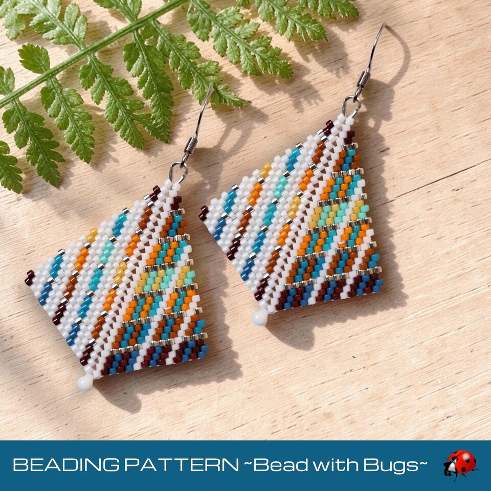Peyote Stitch, Kite Earring Beading Pattern SUMMER SAVORY