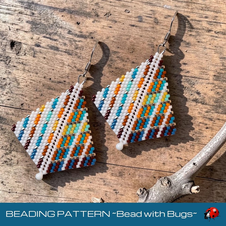 Peyote Stitch, Kite Earring Beading Pattern SUMMER SAVORY