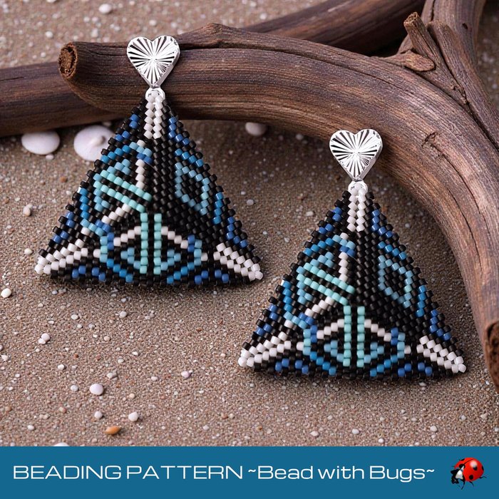 Peyote Stitch Triangle Earrings, Island Blues