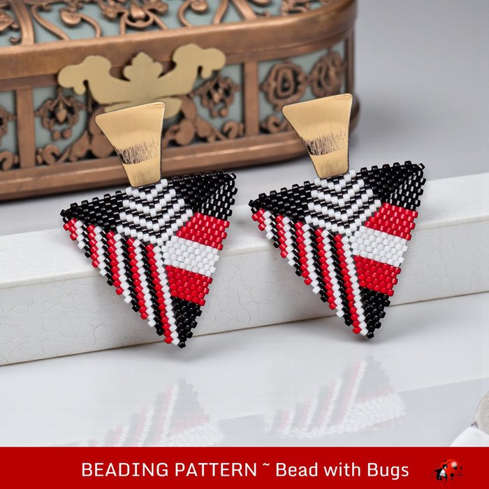 3D Peyote Stitch Beading Pattern: RED AND BLACK 2 by Bead with Bugs