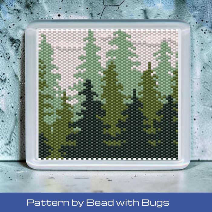 Peyote Stitch Beaded Coaster Pattern by Bead with Bugs, DEEP WOODS