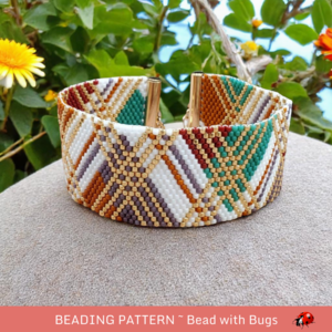 A SPICY PLAID: A Peyote Stitch Beaded Bracelet Pattern by Bead with Bugs