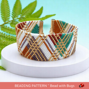 A SPICY PLAID: A Peyote Stitch Beaded Bracelet Pattern by Bead with Bugs