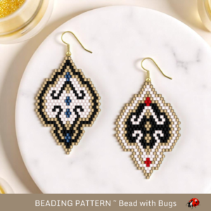 A LACY STATEMENT:  Brick Stitch Beaded Earrings Pattern by Bead with Bugs