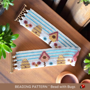 BIRDS & THE BEES: A Peyote Stitch Beaded Bracelet Pattern by Bead with Bugs
