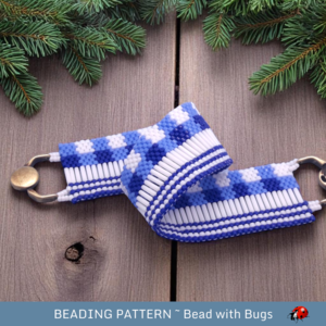 BLUE GINGHAM:  A Peyote Stitch Beaded Bracelet Pattern by Bead with Bugs