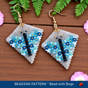 BUTTERFLY BLUE: Peyote Stitch Earring Pattern by Bead with Bugs