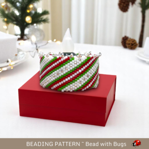 CANDYCANE: Peyote Stitch Beaded Tea Light Cover Pattern by Bead with Bugs