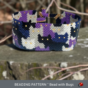 THE CAT CROWD: A Peyote Stitch Beaded Bracelet Pattern by Bead with Bugs