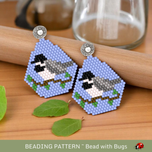 CHICKADEE :  Brick Stitch Beaded Earrings Pattern by Bead with Bugs