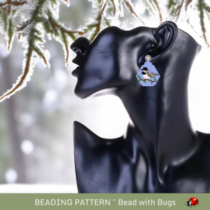 CHICKADEE :  Brick Stitch Beaded Earrings Pattern by Bead with Bugs