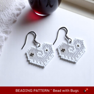 CRYSTAL HEART:  Brick Stitch Beaded Earrings Pattern by Bead with Bugs