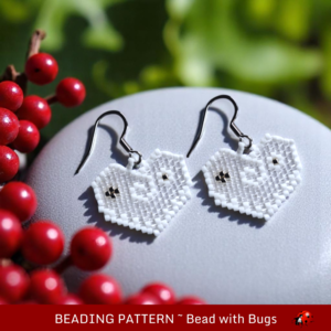 CRYSTAL HEART:  Brick Stitch Beaded Earrings Pattern by Bead with Bugs