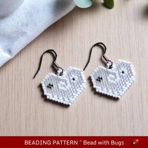 CRYSTAL HEART:  Brick Stitch Beaded Earrings Pattern by Bead with Bugs