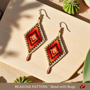 DESERT SUN:  Brick Stitch Beaded Earrings Pattern by Bead with Bugs