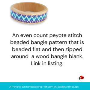 Peyote Stitch Beaded Bangle Band Pattern by Bead with Bugs, Feathers, Blue and purple geometric design, PDF