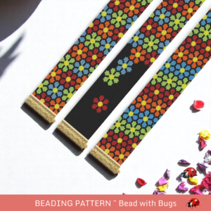 FIELD OF FLOWERS: A Peyote Stitch Beaded Bracelet Pattern by Bead with Bugs