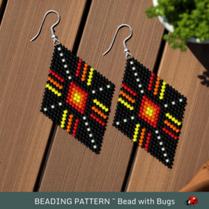 FIRE LIGHT:  Brick Stitch Beaded Earrings Pattern by Bead with Bugs