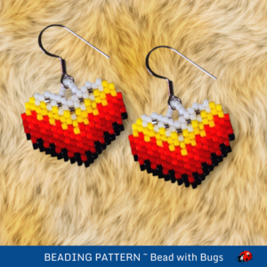 FLAMING HEART:  Brick Stitch Beaded Earrings Pattern by Bead with Bugs