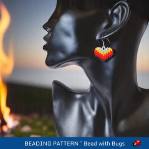 FLAMING HEART:  Brick Stitch Beaded Earrings Pattern by Bead with Bugs