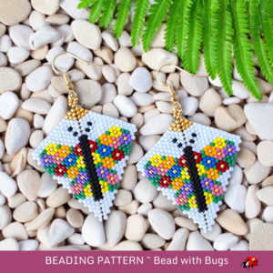 FLOWER BUTTERFLY: Peyote Stitch Earring Pattern by Bead with Bugs