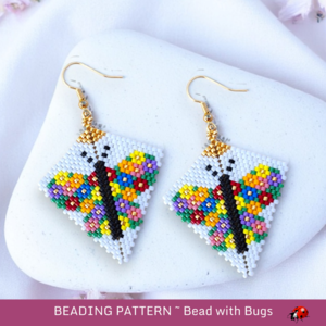FLOWER BUTTERFLY: Peyote Stitch Earring Pattern by Bead with Bugs