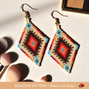 FOUR DIRECTIONS:  Brick Stitch Beaded Earrings Pattern by Bead with Bugs