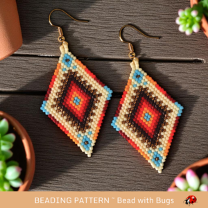 FOUR DIRECTIONS:  Brick Stitch Beaded Earrings Pattern by Bead with Bugs
