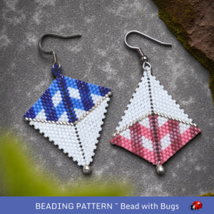 BLUE GINGHAM: Peyote Stitch Earring Pattern by Bead with Bugs