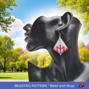 BLUE GINGHAM: Peyote Stitch Earring Pattern by Bead with Bugs