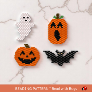 HALLOWEEN SET:  Brick Stitch Beaded Earrings Pattern by Bead with Bugs