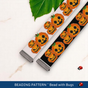 JACK O'LANTERNS : A Peyote Stitch Beaded Bracelet Pattern by Bead with Bugs
