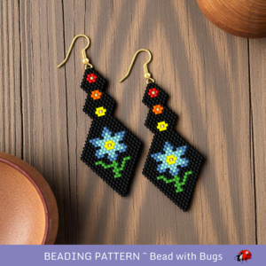 MY GARDEN:  Brick Stitch Beaded Earrings Pattern by Bead with Bugs