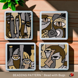 NEUTRAL ABSTRACTS: Peyote Stitch Beaded Coaster Pattern by Bead with Bugs