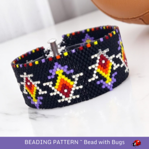 NIGHT HEAT:  A Peyote Stitch Beaded Bracelet Pattern by Bead with Bugs
