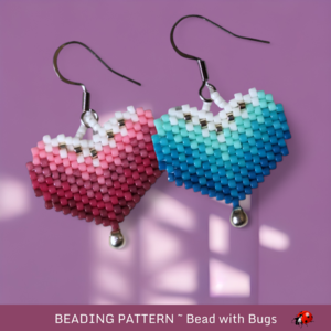 PINK OR AQUA:  Brick Stitch Beaded Earrings Pattern by Bead with Bugs