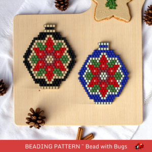 POINSETTIA PAIR:  Beaded Brick Stitch Ornament Pattern by Bead with Bugs