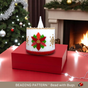 POINSETTIA: Peyote Stitch Beaded Tea Light Cover Pattern by Bead with Bugs
