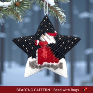 Santa in the Stars 3D Peyote Stitch Beaded Star Pattern - 3x3 Dimension of Santa Gazing at Stars