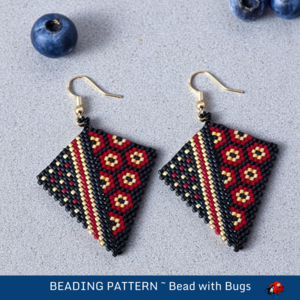 RED AND BLACK: Peyote Stitch Beading Pattern by Bead with Bugs