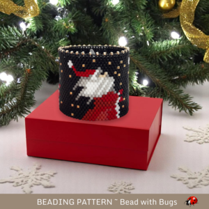 SANTA in the STARS: Peyote Stitch Beaded Tea Light Cover Pattern by Bead with Bugs