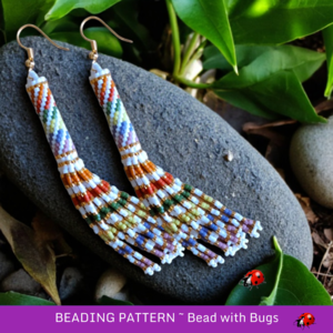 SASSY STRIPES: Peyote Stitch Fringed Tube Earring Pattern by Bead with Bugs