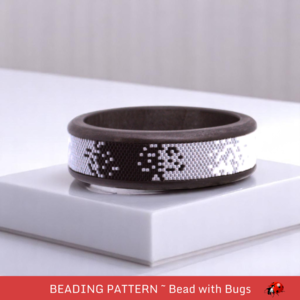 Peyote Stitch Beaded Bangle Band Pattern by Bead with Bugs, Scattered in Black, Ombre designed band for metal or wood bangle band.