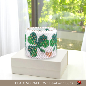 SHAMROCKS: Peyote Stitch Beaded Tea Light Cover Pattern by Bead with Bugs